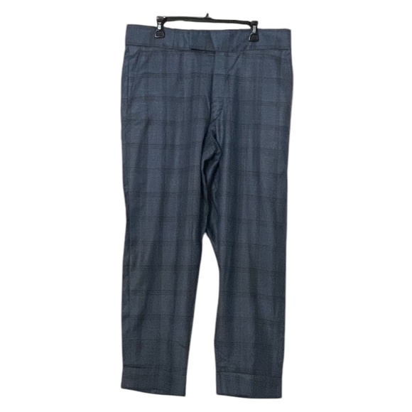 Adam Fashion Men's Windowpane Plaid Double Breasted 6Button Blue Suit 44L/38 NEW - Picture 5 of 11